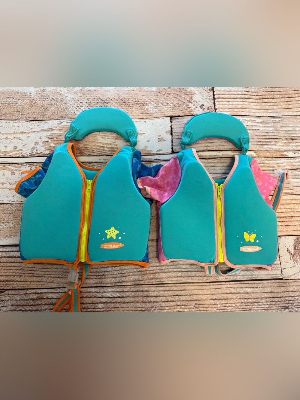 Kids Teal and Pink Safety Swim Jackets (2)
